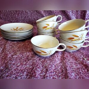Vintage Golden Wheat Homer Laughlin China Replacements/add-ons Tea Cups+Saucers